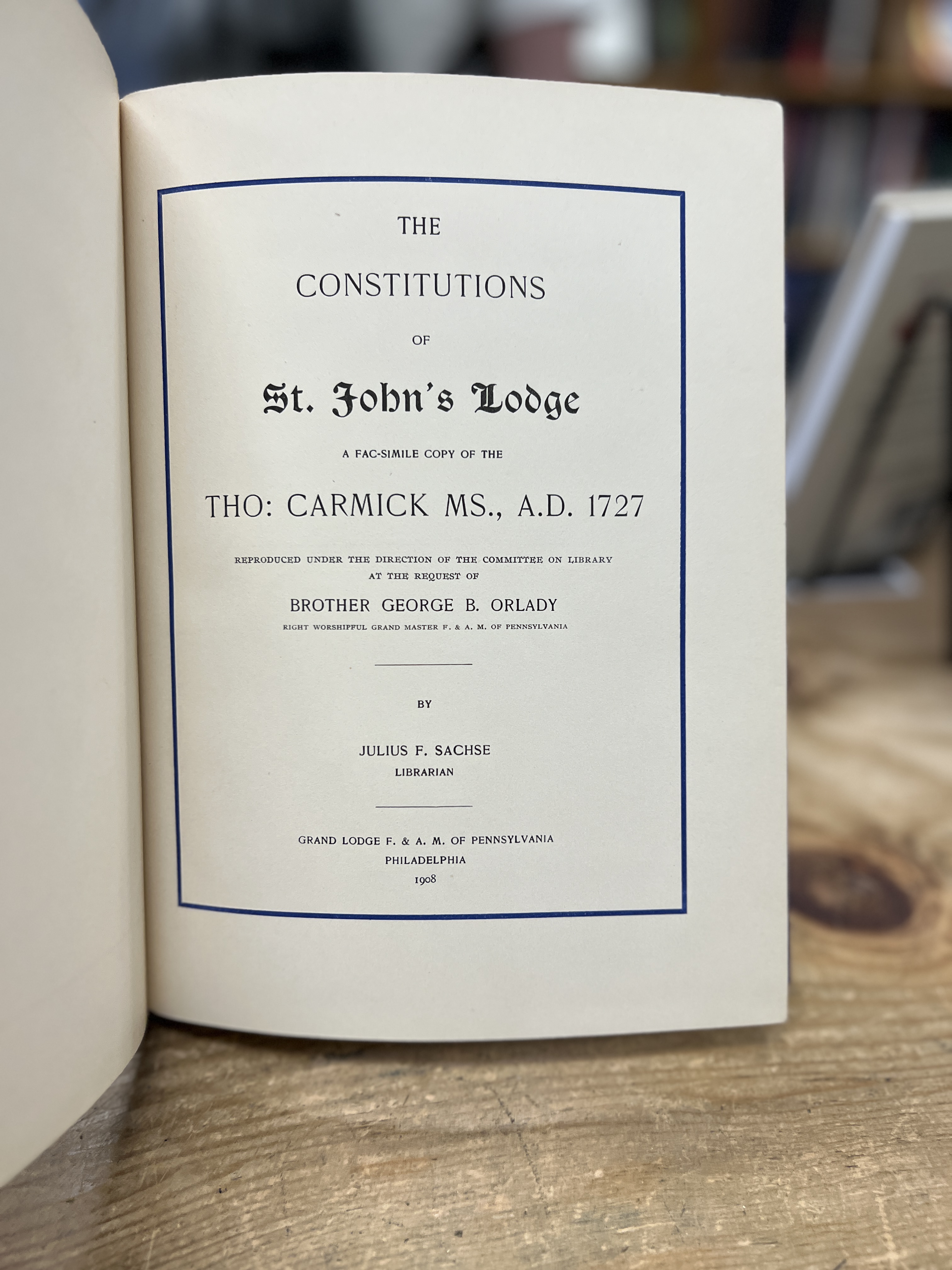 The Constitutions of St. John's Lodge. Fac-simile